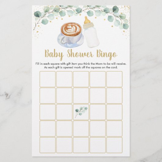 ベビーはコーヒーを醸造している赤ちゃんシャワービンゴゲーム (正面)