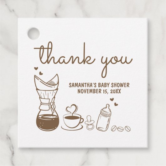 ベビーはコーヒーを醸造している赤ちゃんシャワー広場 フェイバータグ (正面)