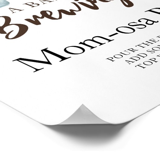 ベビーはコーヒーを醸造している赤ちゃんシャワー桃佐バー ポスター (角)