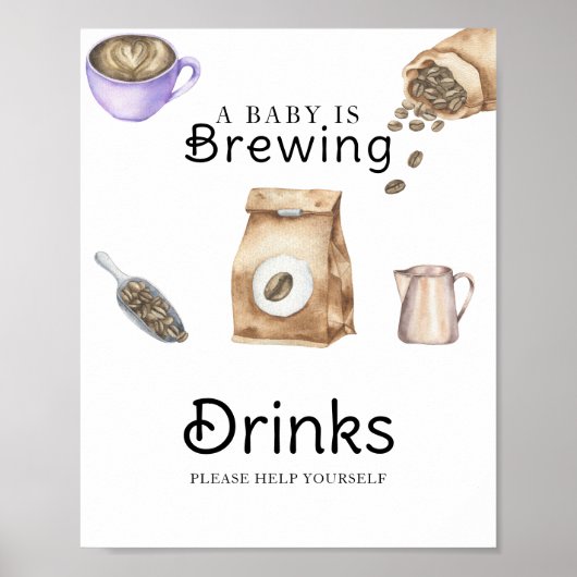ベビーはコーヒーを醸造している赤ちゃんシャワー飲料 ポスター (正面)