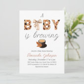 ベビーはコーヒーを醸造し、弓テーマベビーシャワー 招待状 (スタンド正面)