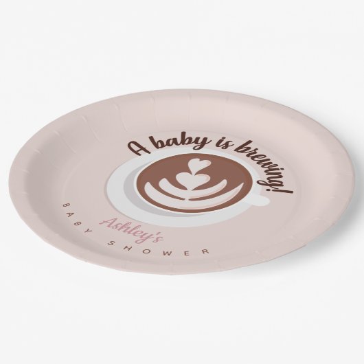 ベビーはコーヒーを醸造するブランチ赤ちゃんシャワー散水 ペーパープレート (アングル)