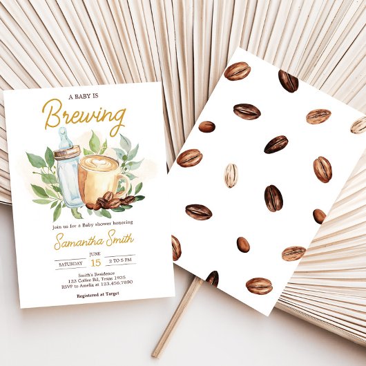 ベビーはコーヒーを醸造する赤ちゃんシャワー招待状 招待状