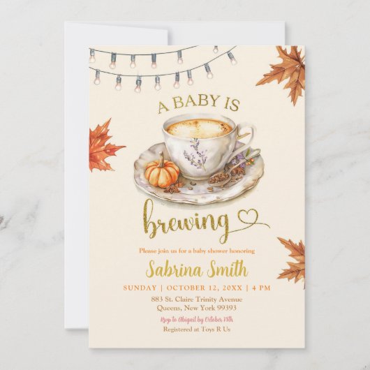ベビーはコーヒーを醸造離れ中の赤ちゃんシャワー 招待状 (正面)