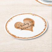 ベビーはコーヒーハートシャワーを醸造する ラウンドペーパーコースター (アングル)