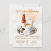 ベビーはコーヒービールの醸造ベビーボトルシャワー 招待状 (正面)