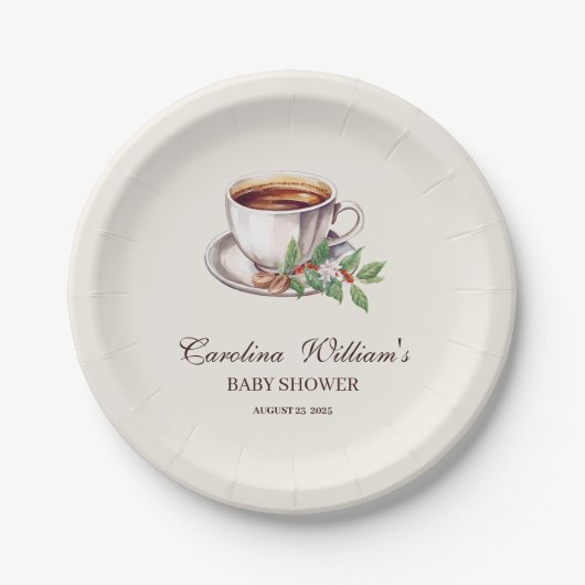 ベビーはコーヒー茶色の赤ちゃんシャワーを醸造している ペーパープレート (正面)