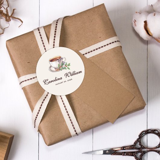 ベビーはコーヒー茶色の赤ちゃんシャワーを醸造している ラウンドシール