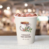 ベビーはコーヒー茶色の赤ちゃんシャワーを醸造している 紙コップ