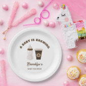 ベビーはコーヒー赤ちゃんシャワー茶色の白を醸造している ペーパープレート (パーティー)