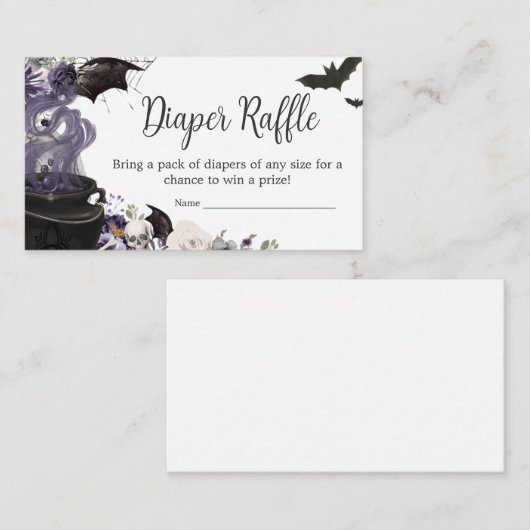 ベビーはゴシックハロウィンおむつラッフルを醸造する エンクロージャーカード (正面/裏面)