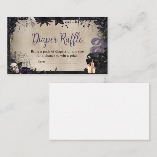 ベビーはゴシックハロウィンおむつラッフルを醸造する エンクロージャーカード (正面/裏面)