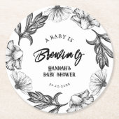 ベビーはゴシックフラワータットベビーシャワー ラウンドペーパーコースター (正面)