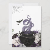 ベビーはゴシック様式のハロウィーンベイビーシャワーを醸造している 招待状 (裏面)