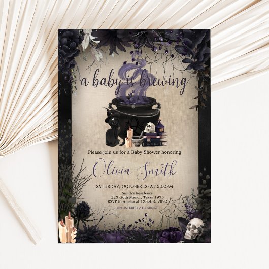 ベビーはゴシック様式のハロウィーンベイビーシャワーを醸造している 招待状