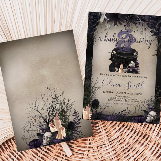 ベビーはゴシック様式のハロウィーンベイビーシャワーを醸造している 招待状