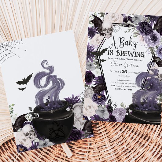 ベビーはゴシック様式のハロウィーンベイビーシャワーを醸造している 招待状