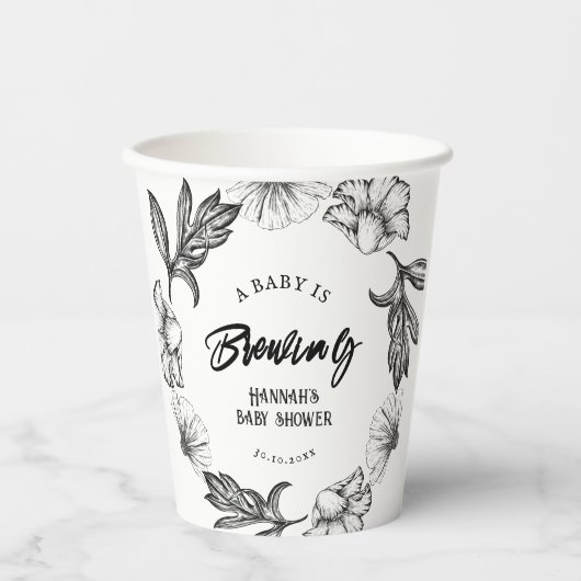 ベビーはゴシック風の花の入れ墨ベビーシャワーを醸造している 紙コップ (正面)