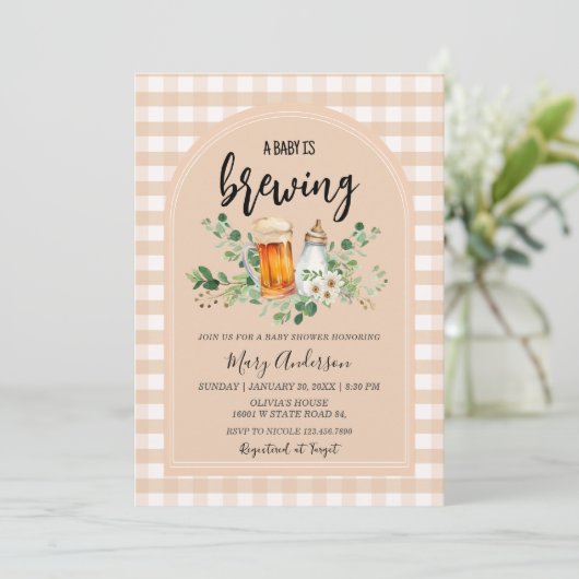 ベビーはジンガムの赤ちゃんシャワーを醸造している 招待状 (スタンド正面)