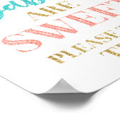 ベビーはスウィートサイン金ゴールドティール（緑がかった色）サンゴ紙吹雪 ポスター (角)