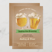ベビーはツインビールの赤ちゃんシャワーを醸造している 招待状 (正面/裏面)