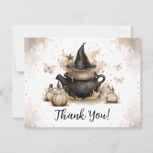 ベビーはニュートラルなハロウィーンの赤ちゃんシャワーを醸造している サンキューカード (正面)