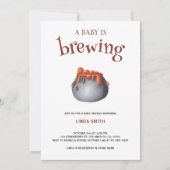 ベビーはニュートラルなハロウィーンベビーシャワーを醸造している 招待状 (正面)