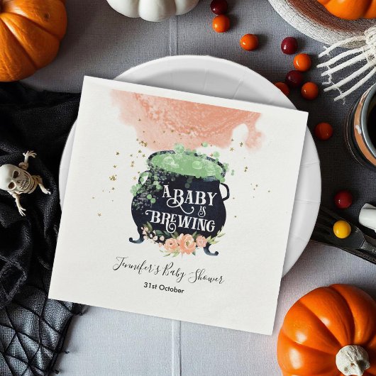 ベビーはハロウィンベイビーシャワーピーチを醸造している スタンダードカクテルナプキン