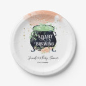 ベビーはハロウィンベイビーシャワーピーチを醸造している ペーパープレート (正面)