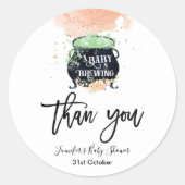 ベビーはハロウィンベイビーシャワーピーチを醸造している ラウンドシール (正面)