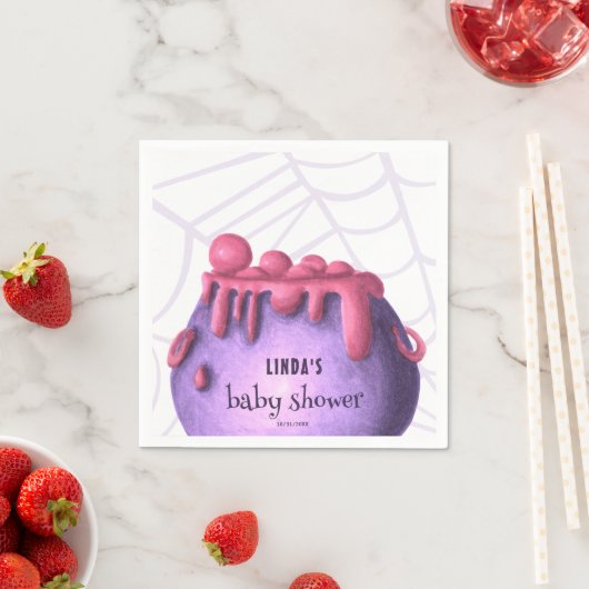 ベビーはハロウィーンの女の子の赤ちゃんシャワーを醸造している スタンダードカクテルナプキン (インサイチュ)