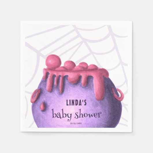 ベビーはハロウィーンの女の子の赤ちゃんシャワーを醸造している スタンダードカクテルナプキン (正面)