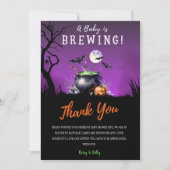 ベビーはハロウィーンの赤ちゃんシャワーを醸造している サンキューカード (正面)