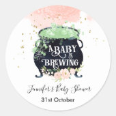 ベビーはハロウィーンの赤ちゃんシャワーピンクを醸造している ラウンドシール (正面)