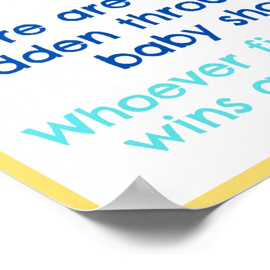 ベビーはビンキーおしゃぶり狩りゲームベビーシャワーを望む ポスター (角)