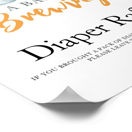 ベビーはビールの赤ちゃんシャワーおむつラッフルを醸造している ポスター (角)