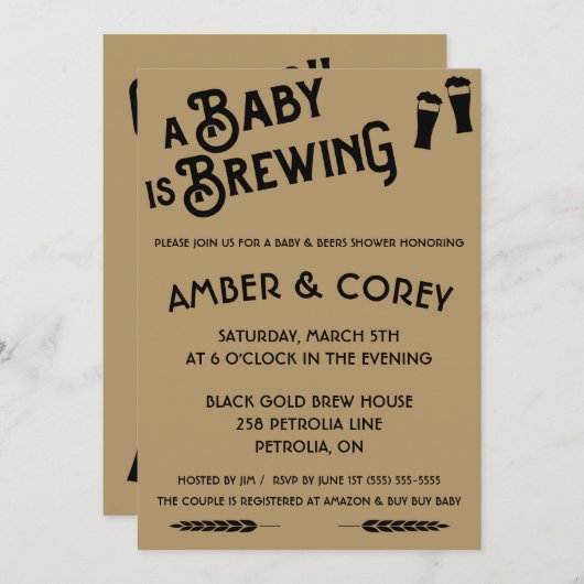 ベビーはビールをテーマにしたシャワー招待状 招待状 (正面/裏面)