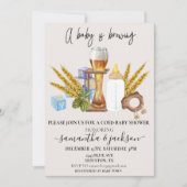 ベビーはビールを醸造しているコードシャワー水色インビタ 招待状 (正面)