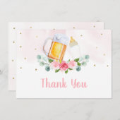 ベビーはビールを醸造しているピンクフローラありがとう サンキューカード (正面/裏面)