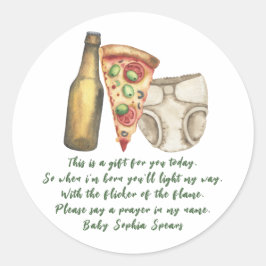 ベビーはビールを醸造している – 祈りの言葉キャンドルラベル ラウンドシール