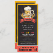 ベビーはビールチケットカップル赤ちゃんシャワーを醸造している 招待状 (正面/裏面)