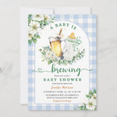 ベビーはビール醸造ベビーシャワーボーイブルーギンガム 招待状 (正面)