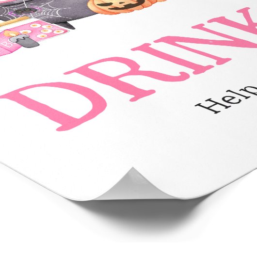 ベビーはピンクのハロウィンベビーシャワー飲料を醸造している ポスター (角)