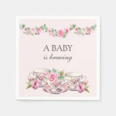 ベビーはピンクのフローラヴィンテージティーカップを醸造している スタンダードカクテルナプキン (正面)