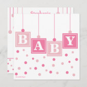 ベビーはピンクの女の子のベビーシャワーのかわいらしい妨げます 招待状 (正面/裏面)