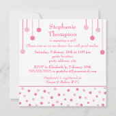 ベビーはピンクの女の子のベビーシャワーのかわいらしい妨げます 招待状 (裏面)