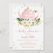 ベビーはピンクの金ゴールド茶の赤ちゃんシャワーを醸造している 招待状 (正面)