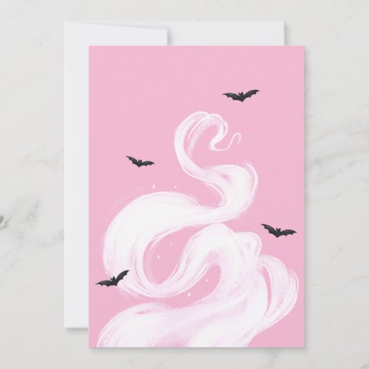 ベビーはピンクの魔女の赤ちゃんシャワーを醸造している 招待状 (裏面)