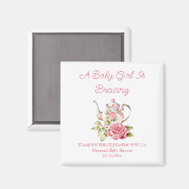 ベビーはフローラ紅茶パーティー女の子の赤ちゃんシャワーを醸造している マグネット