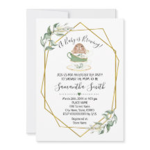 ベビーはブルーイングイースターティーグリーンリーシャワー招待状